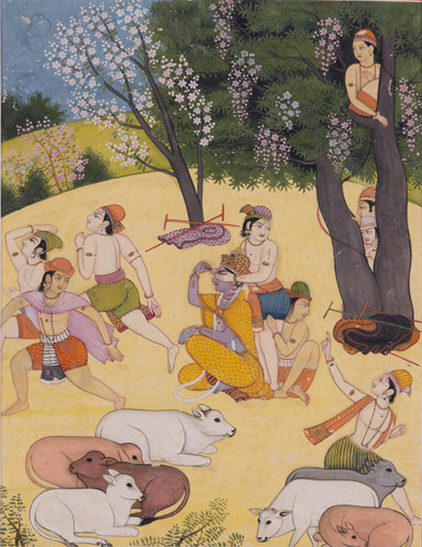 Krishna Playing  Blind Man’s Bluff with fellow Cowherds